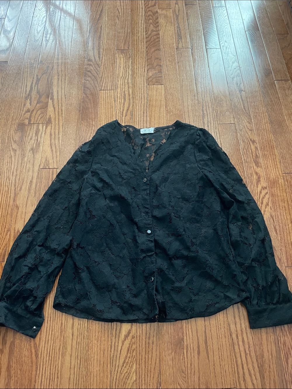 ANNA KAY Black Lace Blouse Women’s Sz Medium